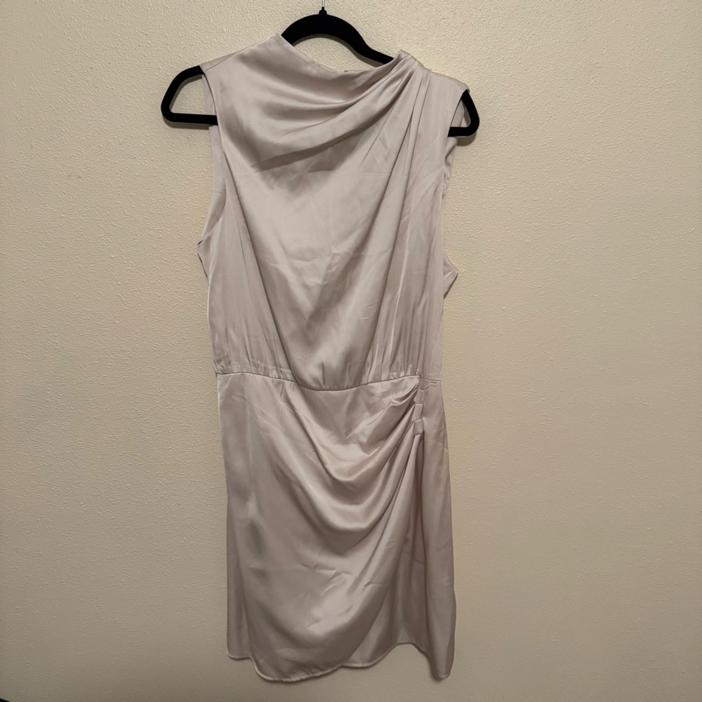 Abercrombie & Fitch One-Shoulder Draped Cream-Gray Dress
